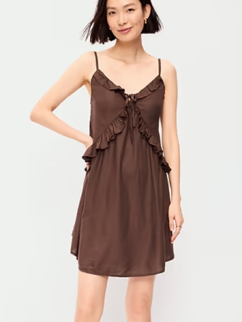 Ruffle front cami shift dress